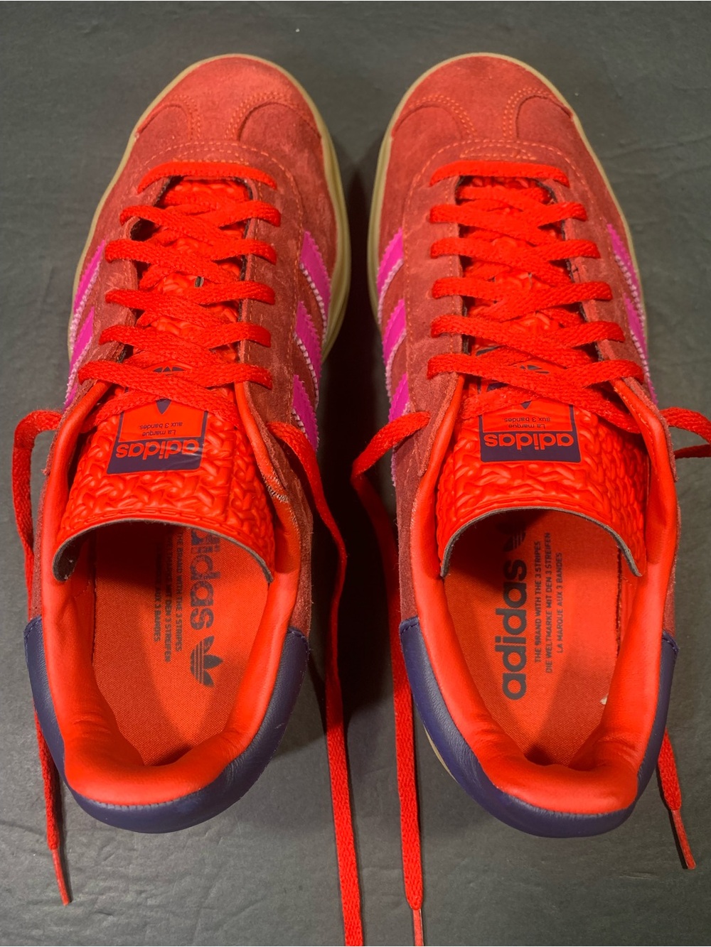 Adidas Gazelle Women’s Red Pink Blue Platform Suede Sneakers Shoe Size- 8.5 - Picture 6 of 9